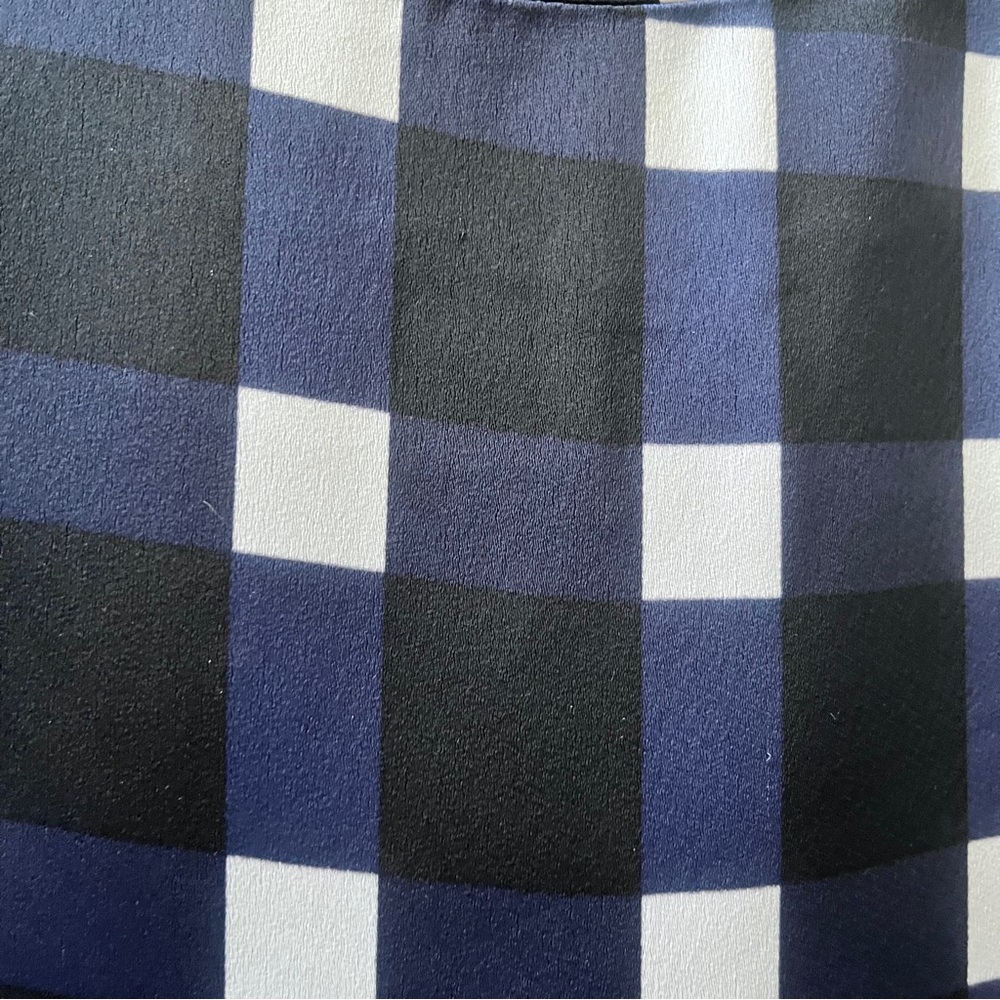 Banana Republic Navy and White Gingham Satin Crewneck Blouse - Picture 3 of 9